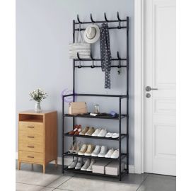 Збірна вішалка для підлоги для одягу з полицями і гачками New simple floor clothes rack size Чорна