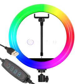 Кольцевая LED лампа RGB, 1 крепление управления на проводе, USB, 36 см (YAB)