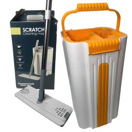 Механическая швабра-лентяйка с ведром и автоматическим отжимом Scratch housework 10 л Бело-оранжевый (НА-371)