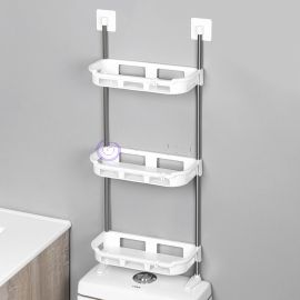 Полка стеллаж в ванную Portable Toilet And Bathroom Storage Rack 3 яруса, 88х30х14,5см, Белый (N-13)
